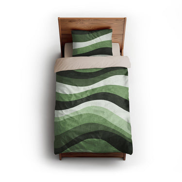 Sinuous Green Monochrome twin - microfiber - Natural Backing