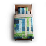 Henry Blue & Green twin - microfiber - Natural Backing