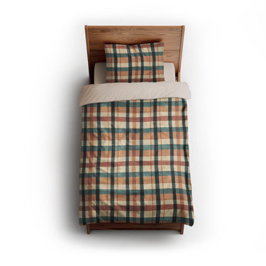 Brenton Plaid Taupe Teal twin - microfiber - Natural Backing