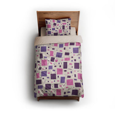 Geometric Confetti Purple & Pink twin - microfiber - Natural Backing