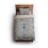 Solar System Blue & Ivory twin - microfiber - Natural Backing