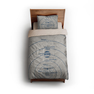 Solar System Blue & Ivory twin - microfiber - Natural Backing