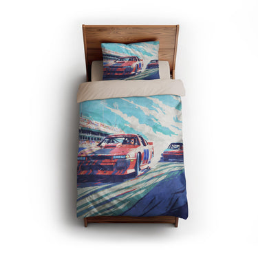 8 Bit Stock Cars twin - microfiber - Natural Backing