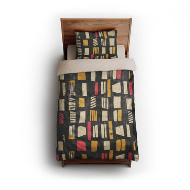 Milo Black Red & Yellow twin - microfiber - Natural Backing