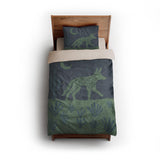 Desert Coyote Midnight Blue & Sage Green twin - microfiber - Natural Backing
