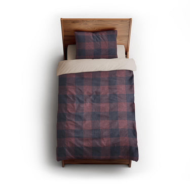 Buffalo Plaid Maroon & Navy twin - microfiber - Natural Backing