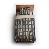 Milo Navy Lime & Terracotta twin - microfiber - Natural Backing