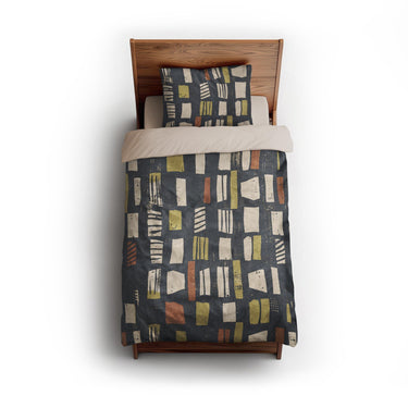Milo Navy Lime & Terracotta twin - microfiber - Natural Backing