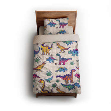 Doodle Dinos twin - microfiber - Natural Backing