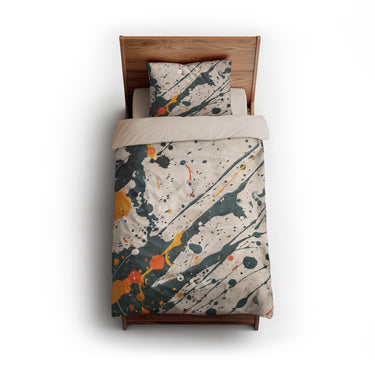 Jason Dark Teal & Orange twin - microfiber - Natural Backing