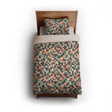 Pixel Mosaic Multicolor Earthtone twin - microfiber - Natural Backing