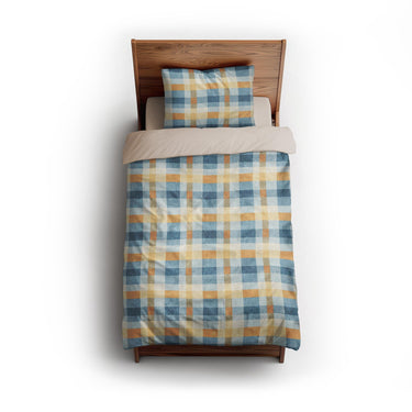 Monroe Plaid Blue & Yellow twin - microfiber - Natural Backing