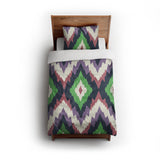 Dyani Eggplant & Matcha twin - cotton - White Backing