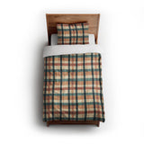 Brenton Plaid Taupe Teal twin - cotton - White Backing
