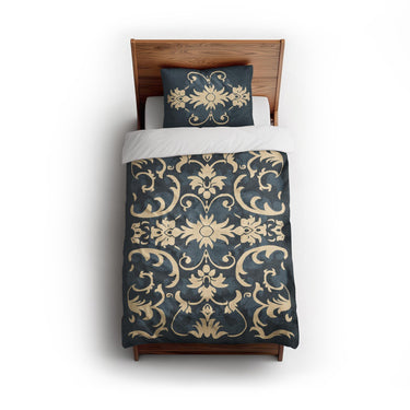 Barnaby Navy twin - cotton - White Backing