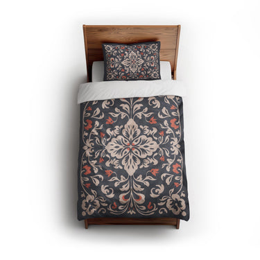 Annette Navy & Orange twin - cotton - White Backing