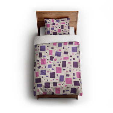 Geometric Confetti Purple & Pink twin - cotton - White Backing
