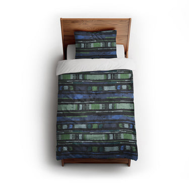 Ojai Blue & Green twin - cotton - White Backing