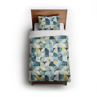 Aeolus Blue Green twin - cotton - White Backing