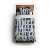 Milo Blue & Green twin - cotton - White Backing