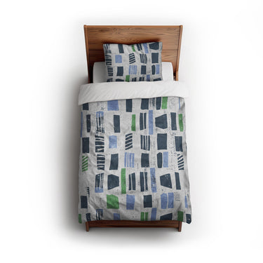 Milo Blue & Green twin - cotton - White Backing