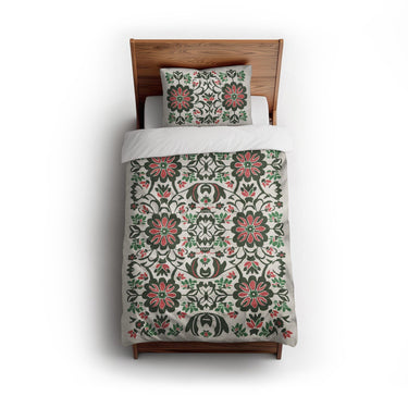 Georgiana Green & Deep Cerise twin - cotton - White Backing