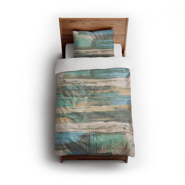 Jörgan Teal & Taupe twin - cotton - White Backing