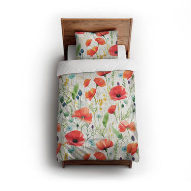 Watercolor Poppies twin - cotton - White Backing