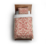 Floranna Ivory & Red twin - cotton - White Backing