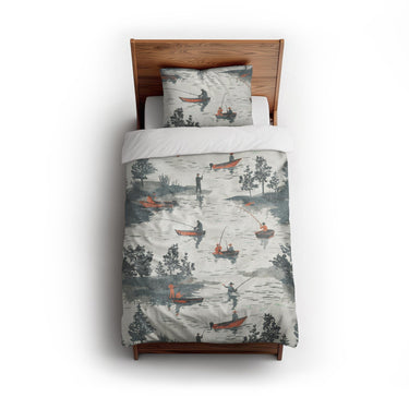 Gone Fishing twin - cotton - White Backing