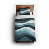 Sinuous Teal Monochrome twin - cotton - White Backing