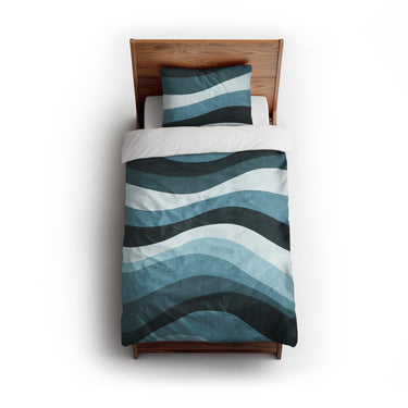 Sinuous Teal Monochrome twin - cotton - White Backing