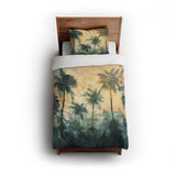 Sunset Palms Green & Orange twin - cotton - White Backing