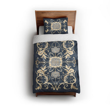 Belinda Navy & Ivory twin - cotton - White Backing