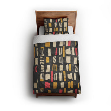 Milo Black Red & Yellow twin - cotton - White Backing