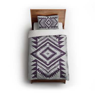 Reyno Eggplant & Stone twin - cotton - White Backing