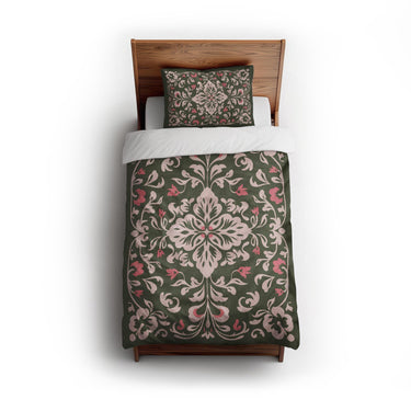 Annette Green & Coral twin - cotton - White Backing