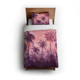 Sunset Palms Pink & Purple twin - cotton - White Backing