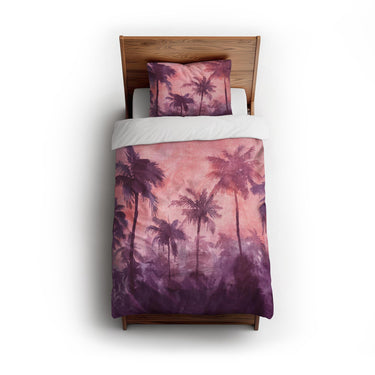 Sunset Palms Pink & Purple twin - cotton - White Backing