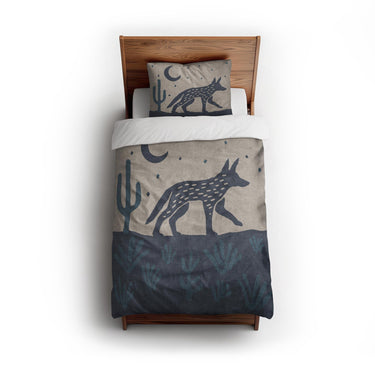 Desert Coyote Midnight & Dusty Blue twin - cotton - White Backing