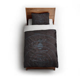 Solar System Burgandy & Powder Blue twin - cotton - White Backing