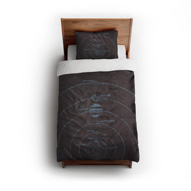 Solar System Burgandy & Powder Blue twin - cotton - White Backing