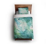 Zephyr Watercolor Emerald twin - cotton - White Backing