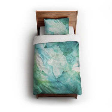Zephyr Watercolor Emerald twin - cotton - White Backing