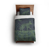 Desert Coyote Midnight Blue & Sage Green twin - cotton - White Backing