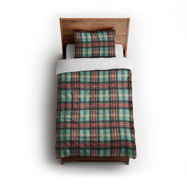 Ferguson Plaid Teal Red twin - cotton - White Backing