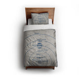 Solar System Blue & Ivory twin - cotton - White Backing