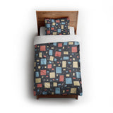 Geometric Confetti Twilight twin - cotton - White Backing