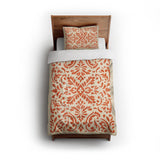 Floranna Ivory & Orange twin - cotton - White Backing