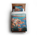 Mediterranean Cliffside Village twin - cotton - White Backing